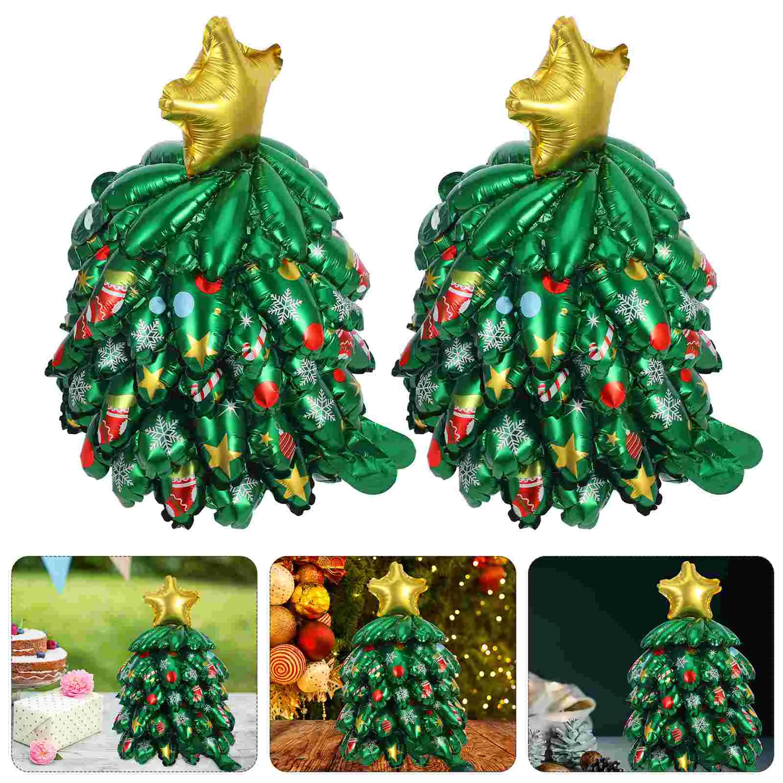 2 Pcs Inflatable Christmas Tree Green Inflatables Reindeer Xmas Blow up Decorations Santa Claus Party Favors Outdoor Holiday