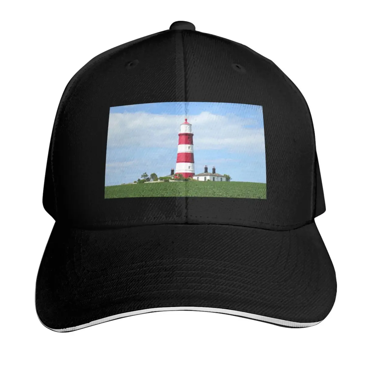 Happisburgh Lighthouse Baseball Cap Contrast Two Tone Brim Snapback Flat Bill Strapback Dad Hat