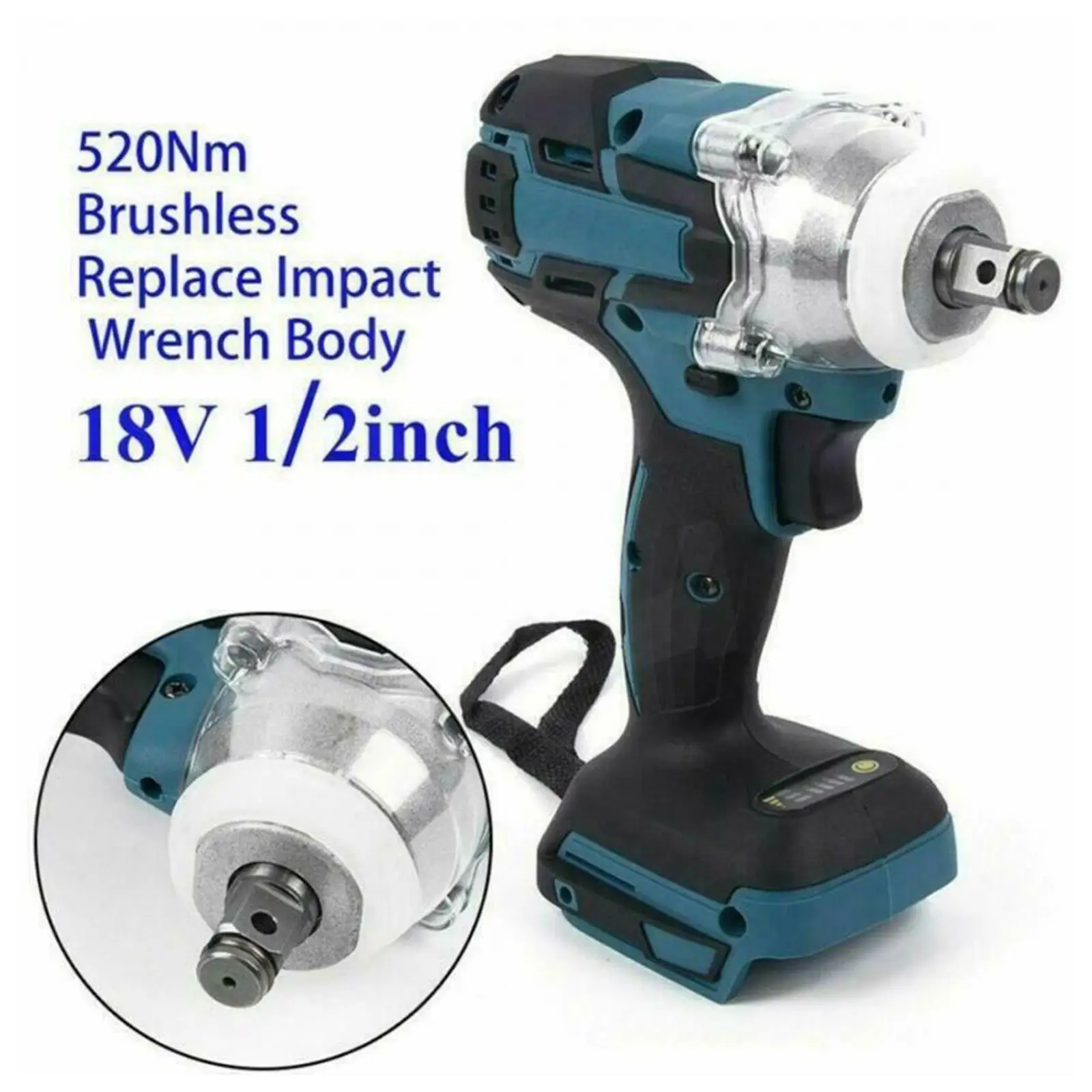 18V 1/2 Impact Wrench, Cordless Brushless Impact Wrench High Torque 3200 RPM, Compact Electric Battery Wrench for Car Home
