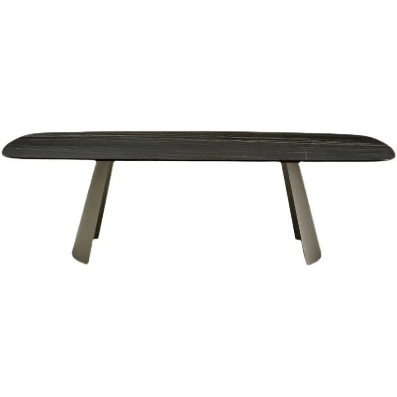 Minimalist Style Lauren Black Gold Rock Plate Dining Table Italian Restaurant Villa Long Table