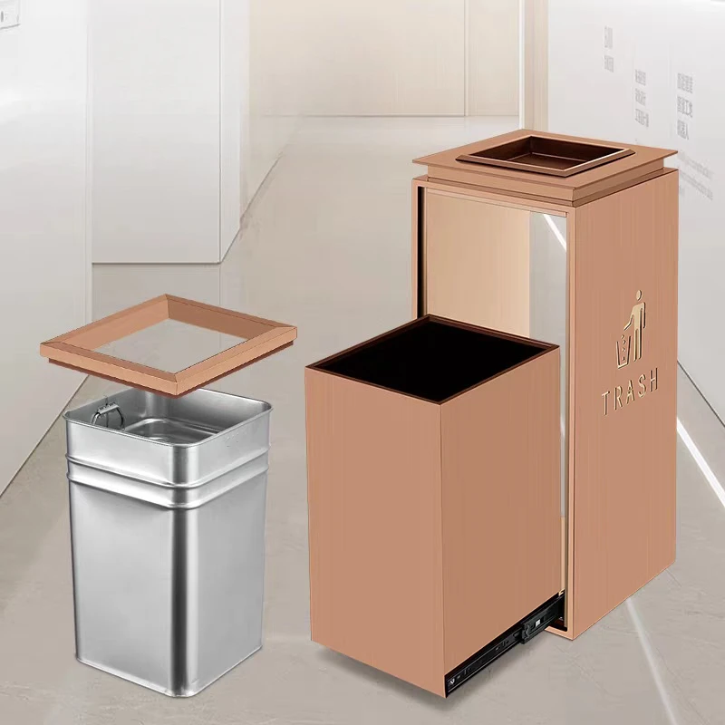 Stainless Steel Ash Waste Bin 72x29x29cm Decorative Trash Can for Luxury Hotel Sales Gallery Elevator Lobby Public Facilities