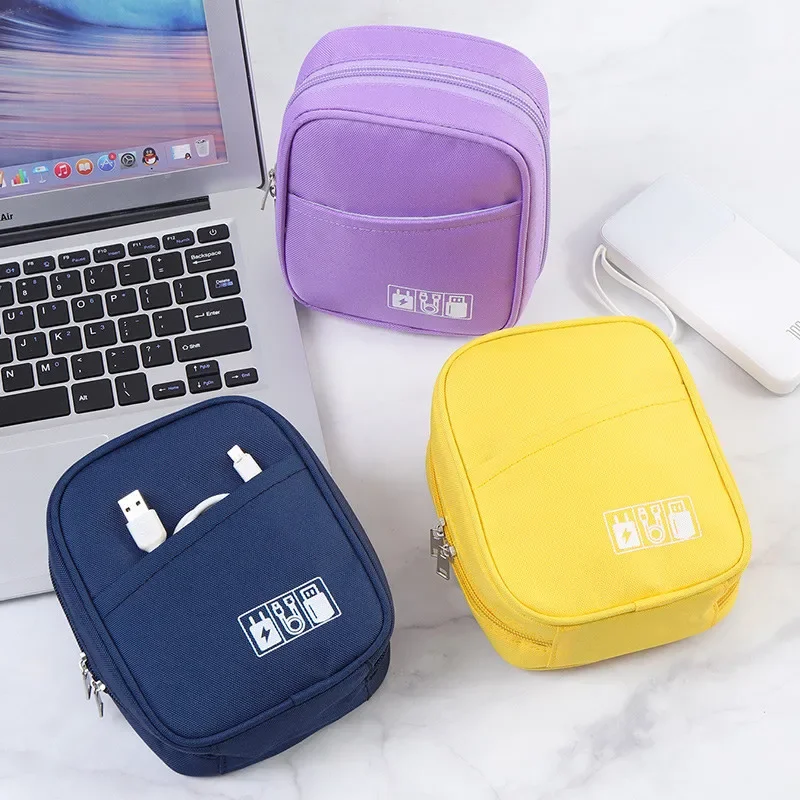 Solid Color Digital Bag Multifunctional Data Cable Headphones Organization Travel Accessories Electronic Product Protection Box