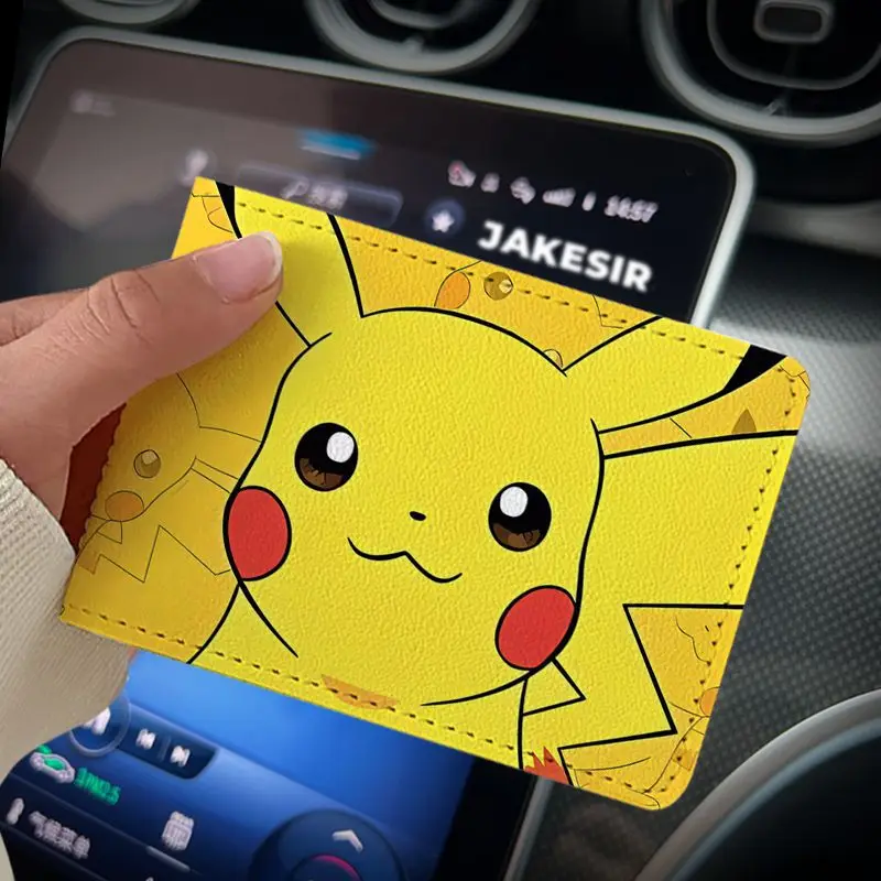 Pokemon Pikachu Driver\'s License Holders Cartoon Gengar ID Card Holders Kawaii Psyduck Credit Card Case PU 4 Card Slot Cover