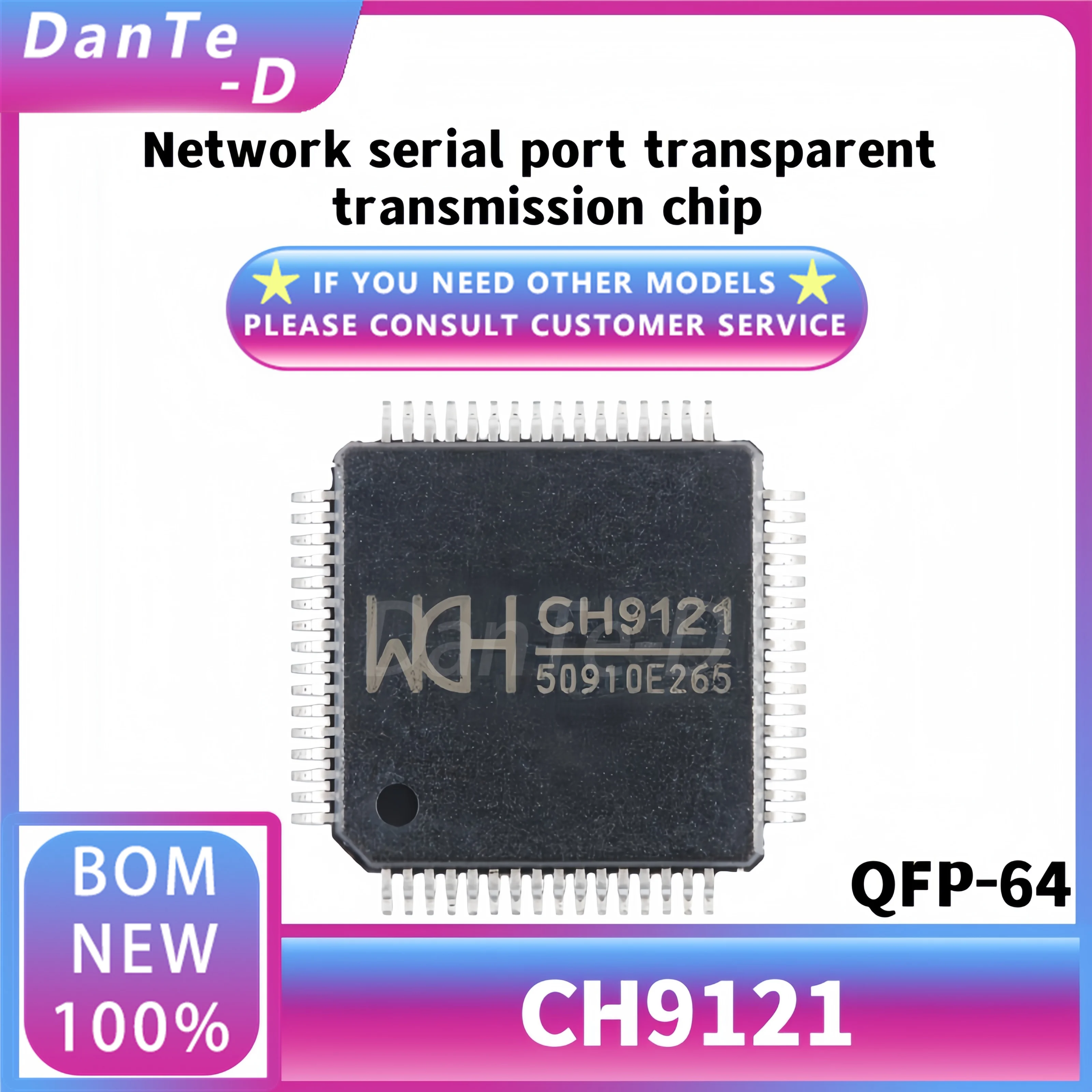 CH9121 package LQFP-64 network serial port transparent transmission IC brand new original authentic