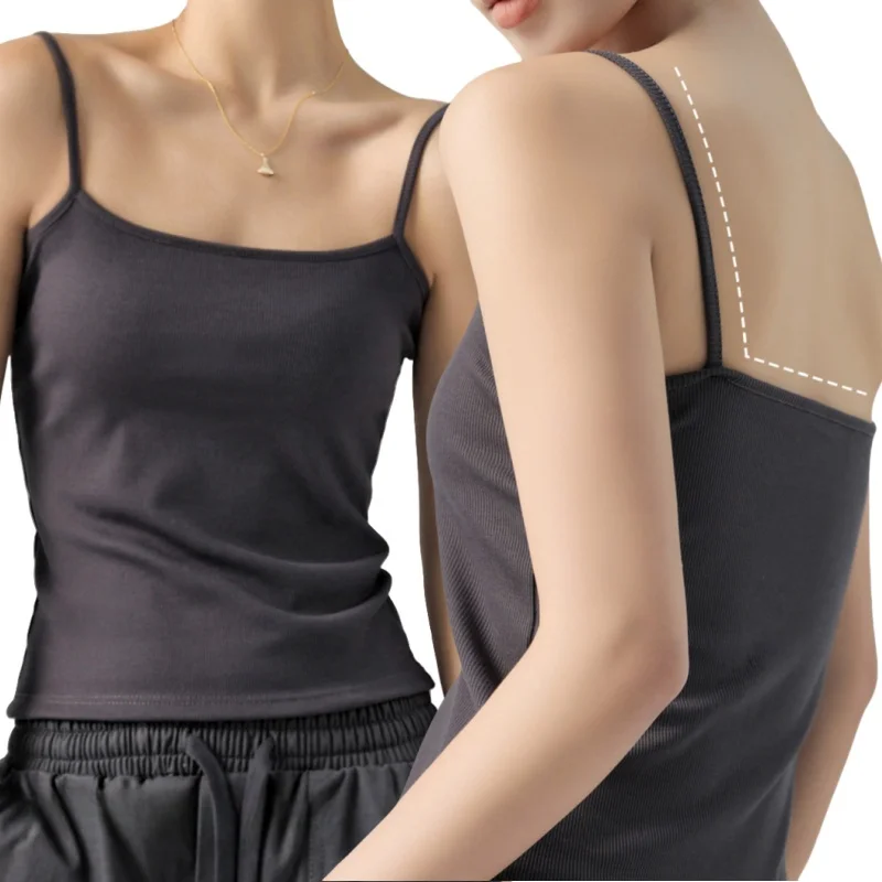 

DOIAESKV Summer Basic Tanks Spaghetti Strap Camis Solid Stretch Tops for Women Sleeveless Slim Fit Basic Solid Knitted Camisole