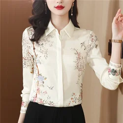 New elegant Women's Blouse for a Chic Look Fashion printing floral shirts 2024 Spring Summer tops blusa mujer