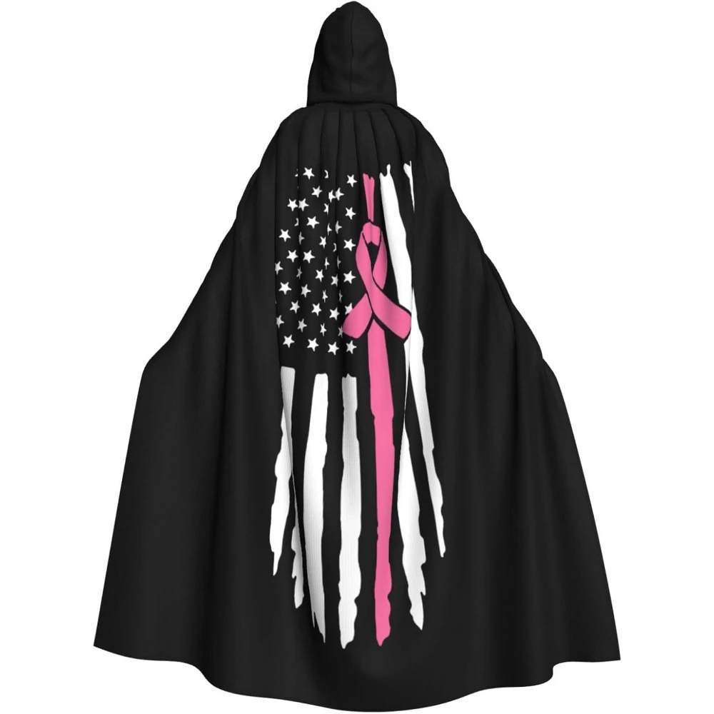 

Pink Ribbon Breast Cancer Awareness Unisex Hooded Cloak Cape for Christmas Halloween Cosplay Costumes