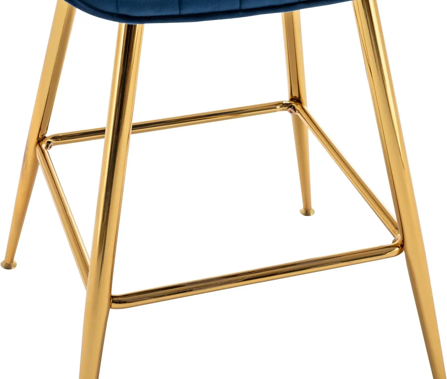 24 Inch Bar Stools, Gold Bar Stools Set of 2, Blue Velvet Counter Height Stools.