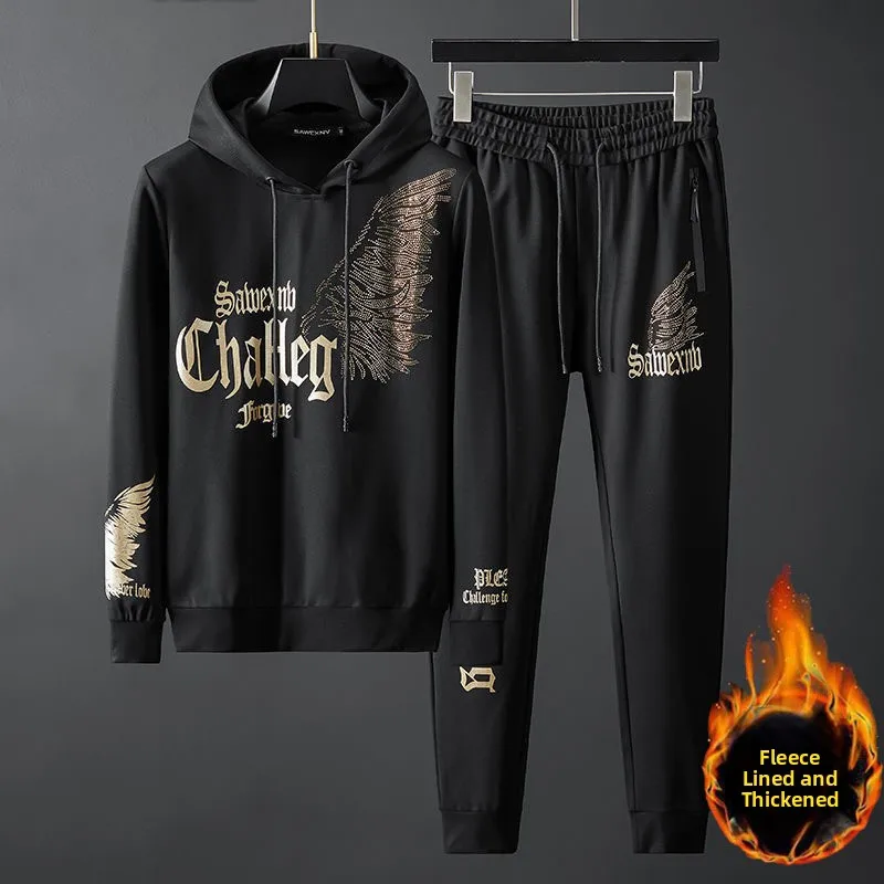 

Men's Sportswear Set with Winged Hoodie And Rhinestone Design plus Size Casual Comfortable Autumn Outfit from China