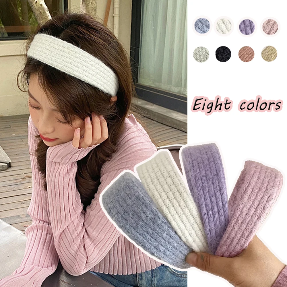 

Solid color hair hoop South Korean Autumn and Winter new gentle retro wide headband knitted hairband temperament hair accessory