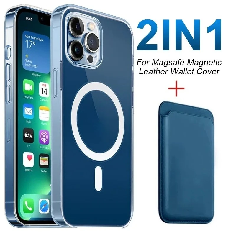 2-in-1 Magnetischer Kartenhalter Lederhülle für Magsafe iPhone 18 17 16 15 14 13 12 Mini 11 Pro Max Plus 17E 16E Macsafe Hülle