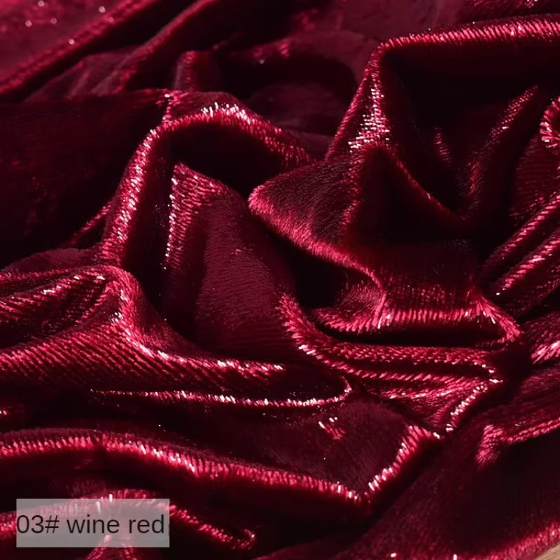 Shiny Velour Bright Thread Fabric Inverted Velvet By The Meter for Cheongsam Full Dress Diy Sewing Designer Cloth Soft White Red