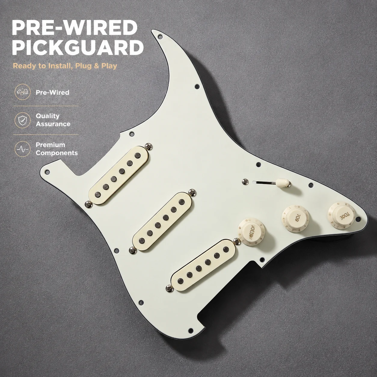 Vintage 1957 SSS Single Coil Pickup Set for Strat Guitar 8-Hole Prewired Pickguard Assembly Vintage Sound Strat Pickup Set