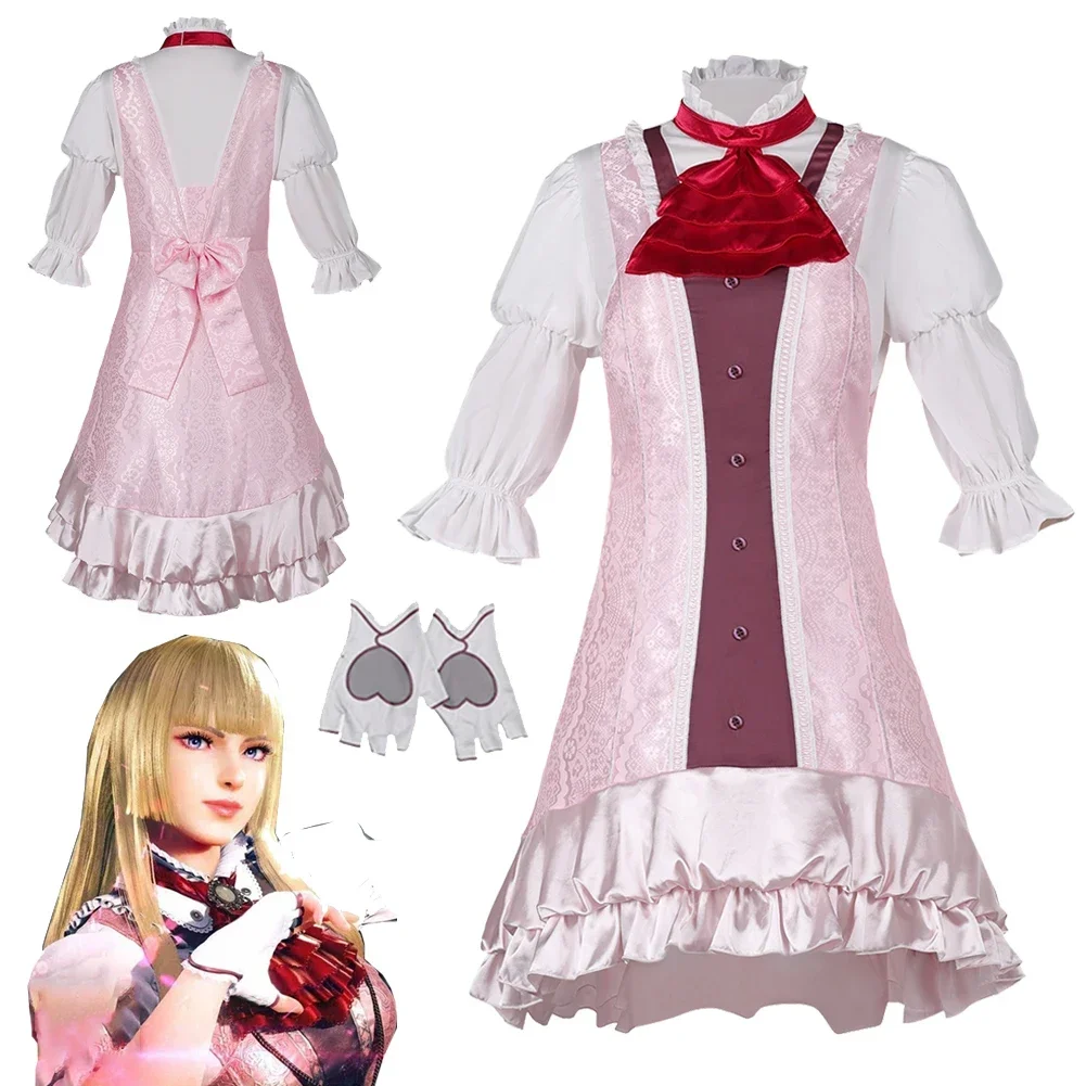 

Lolita Lili Cosplay Fantasy Dress Bow Tie Gloves Anime Game Tekken8 Disguise Costume Adult Women Roleplay Fantasia Outfits