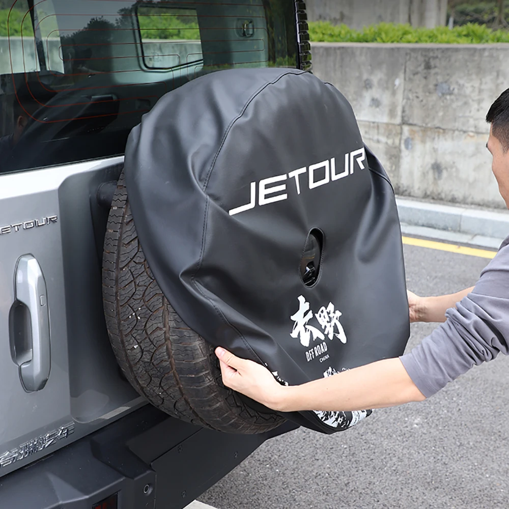 For Jetour Traveler T2 2023-2024 8AT Size Spare Tire Cover Modification Thickened Faux Leather Rear Cover Shell