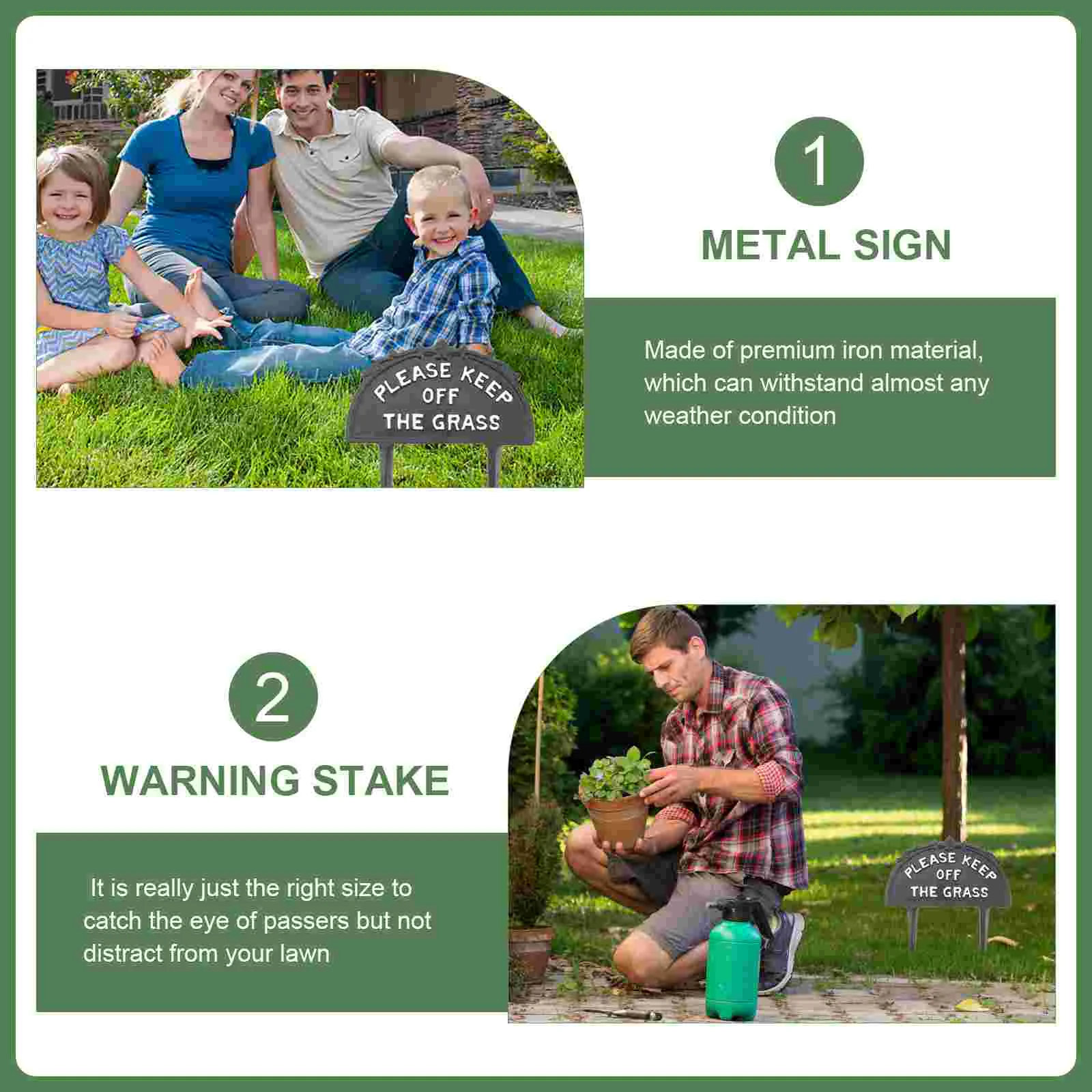 Iron Warning Lawn Protection Stake, Outdoor Metal Sign, europeu e americano