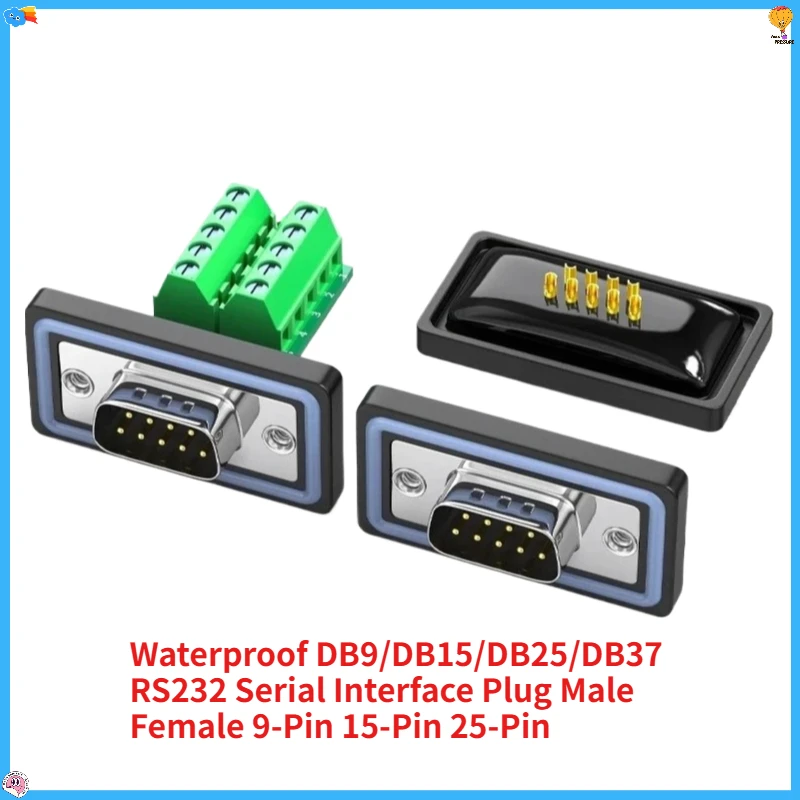 1PCS Waterproof RS232 Serial Interface Plug 9-Pin 15-Pin 25-Pin DB9/DB15/DB25/DB37 Male Female COM Port for Data Communication