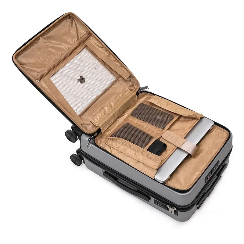 Open Laptoptas Koffer Rollende Bagage Met Handtas Wachtwoord Trolley Case Business Koffer Sets 2 Stuks