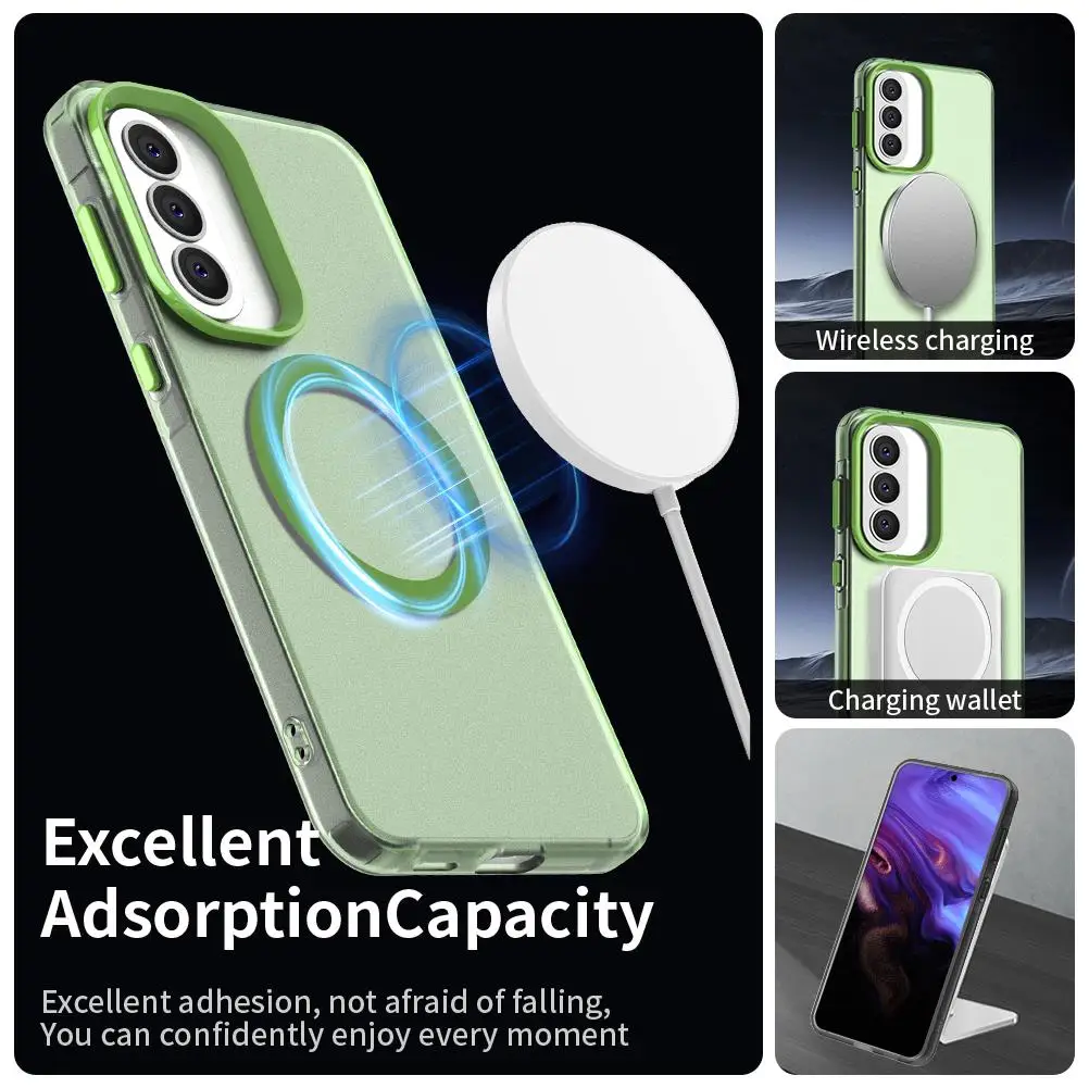 Candy Color For Magsafe Case for Samsung Galaxy A57 A37 A17 A07 A56 A36 A26 A16 A06 A55 A35 A25 A15 A05S Magnetic Clear Cover