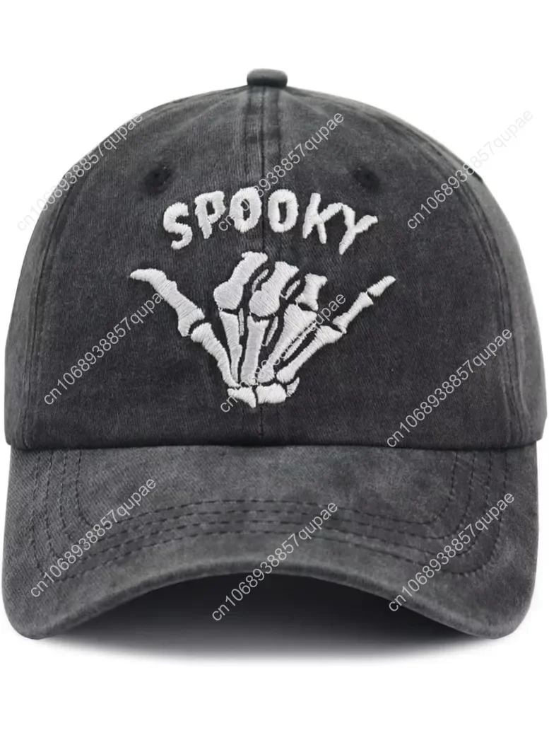 

Halloween Spooky Hat For Women Men, Adjustable Embroidered Cotton Skeleton Hand Baseball Cap Men Woman Outdoor Casual Party Head