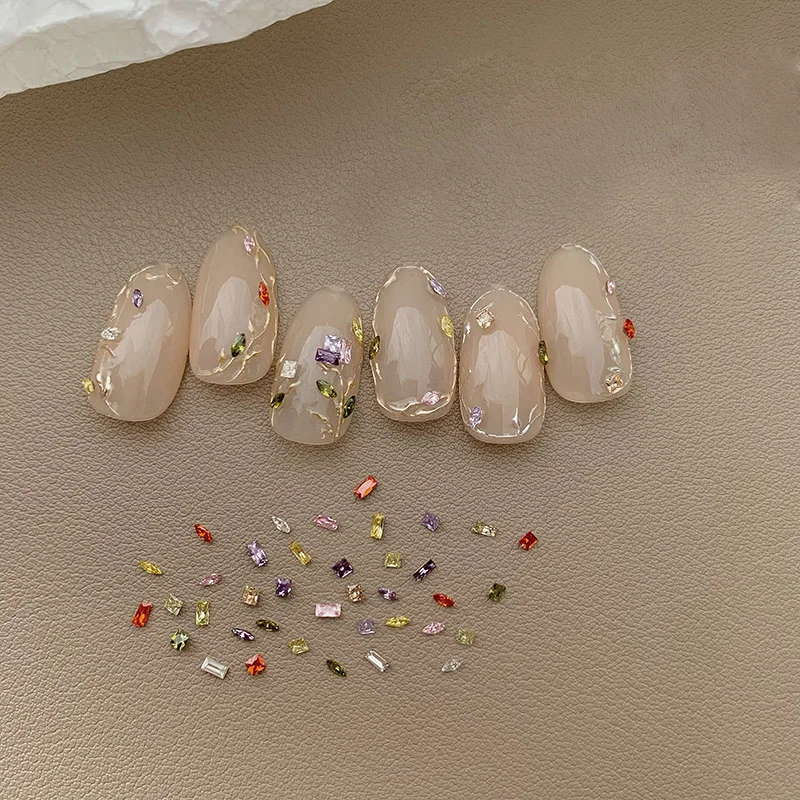 50PCS Flashing Manicure Ornament Pointed Back Mini Zircon Drill Mermaid Tear Drop/Square/Horse eye/Rectangle Micro Zircon Charm