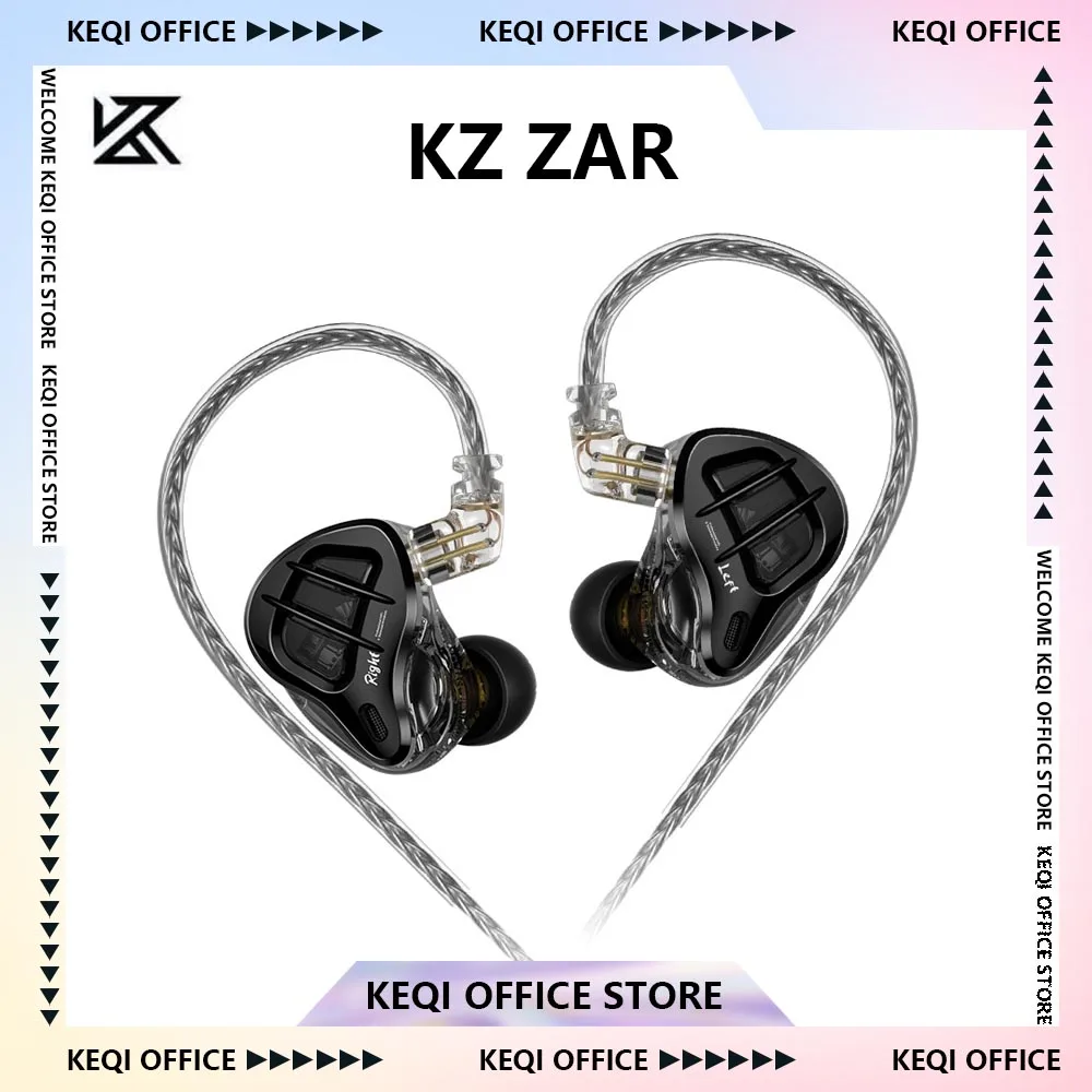 

KZ ZAR Earphone Hybrid Driver in-ear Monitor 1DD + 7BA HiFi Headphone 2Pin Wired Music DJ Headphones Sports Gaming Earbud Custom