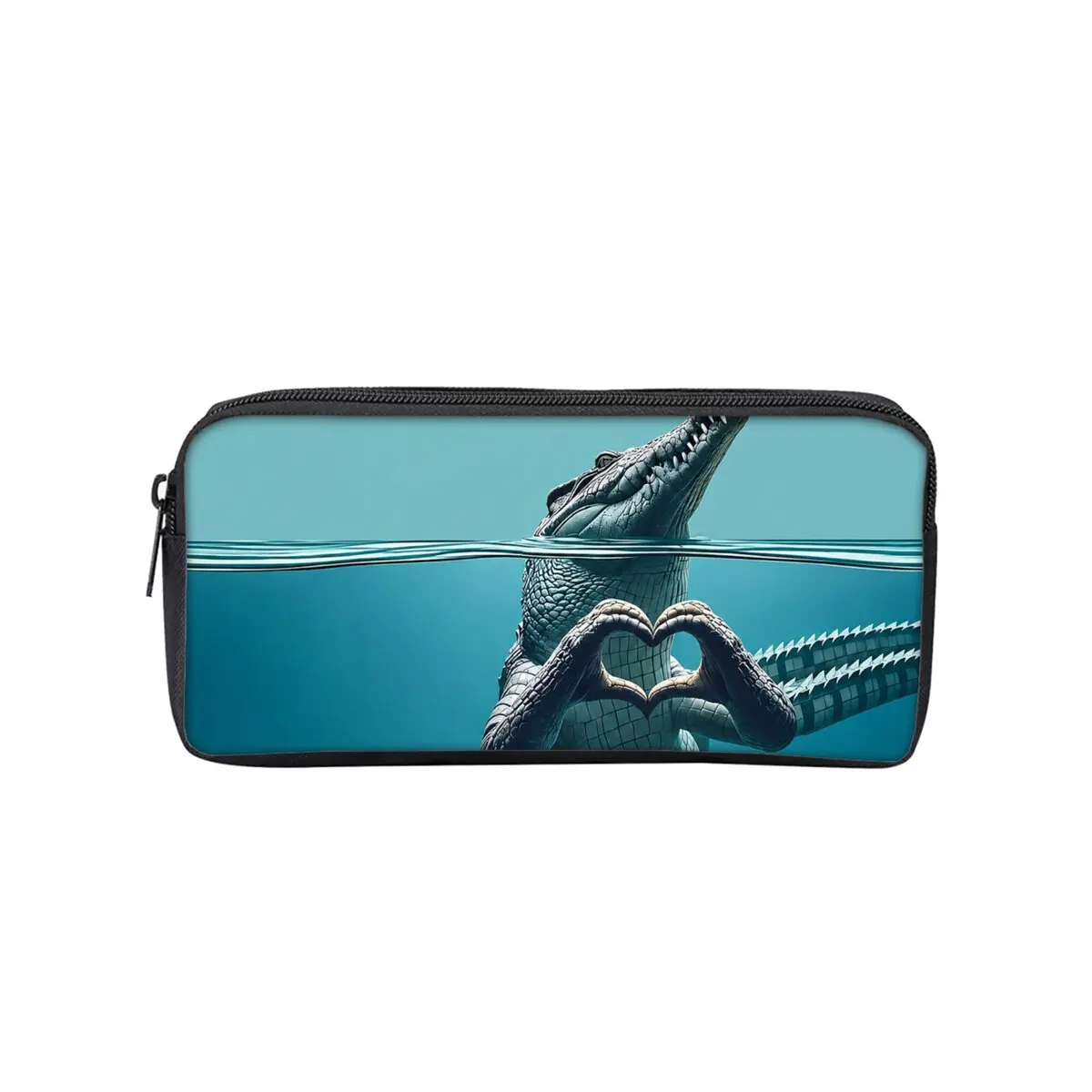 Love Crocodile Print Single Layered Pencil Case for Boy/Girls Best Gift Cartoon School Supplies Pencil Pouch for Children