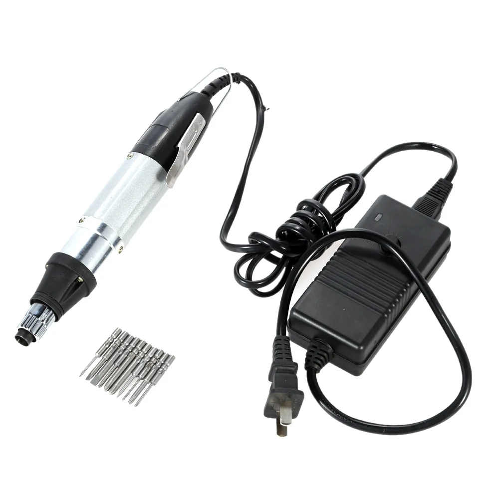 AC110V-220V High Quality DC Powered Electric Screwdriver with 10pcs Bits Stepless Speed Regulation Repair Tool