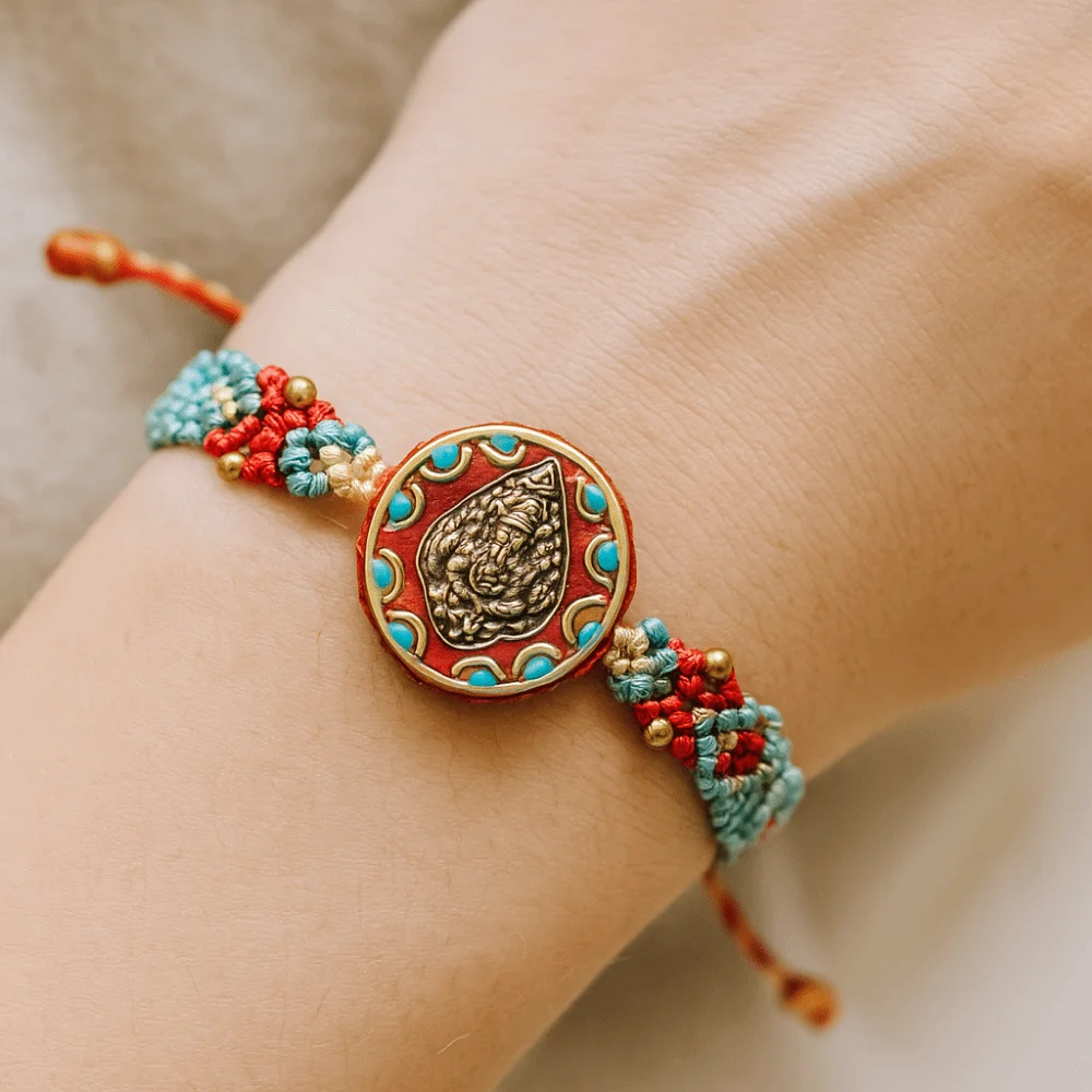 

Retro Beads Weave Bracelets Colorful Hand Woven Tibetan Rope Bracelet Handmade Braided Braided Wrap Wristband Wrist Bracelets