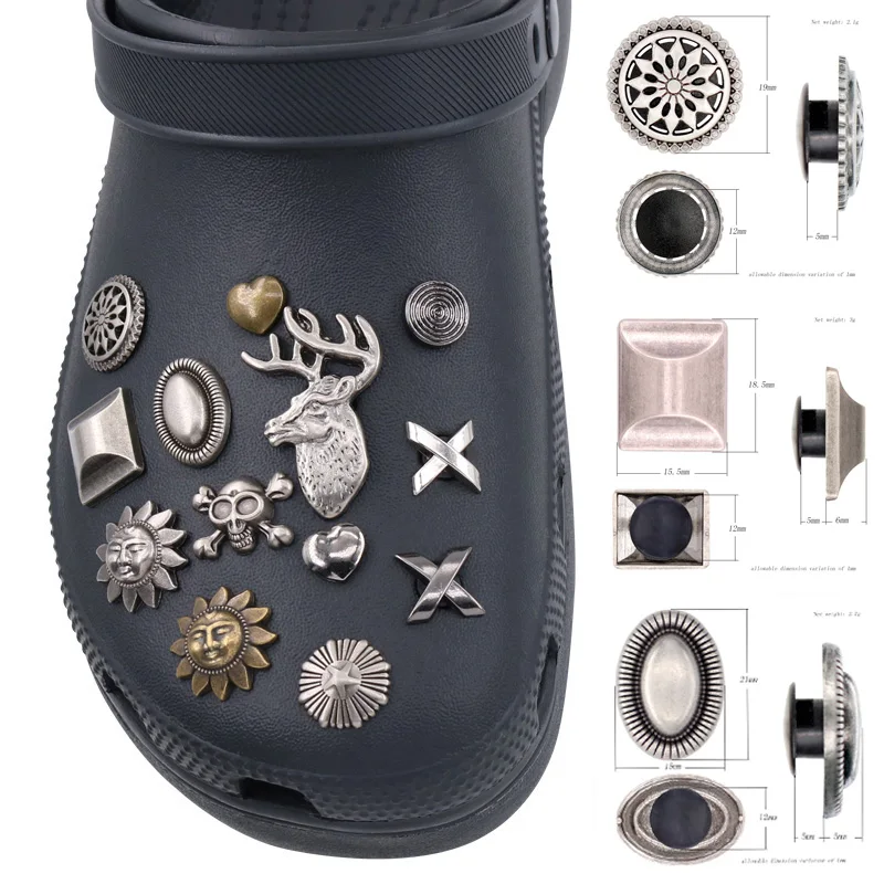 1pcs Pins Shoes Accessories Halloween Charms Metal Women Shoe Sandalias Decorations Pines Silvery Sandals Decoration W-9