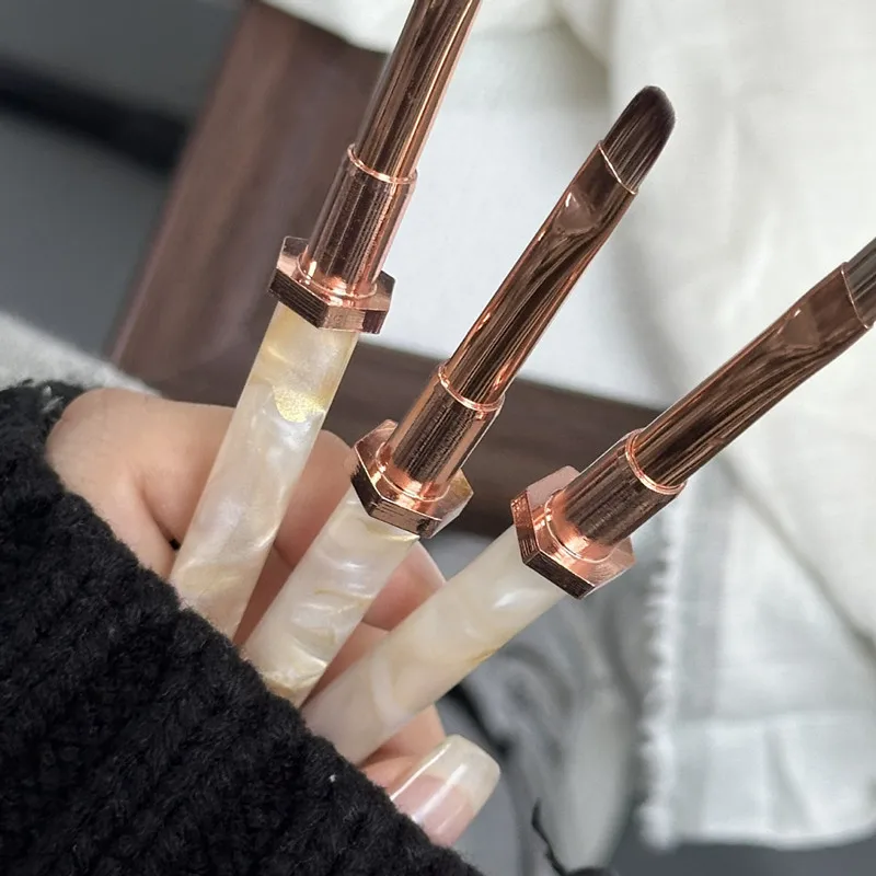 6 スタイルネイルブラシナイロンヘアネイルアートブラシ三角形ネイルペイントブラシアクリル UV ジェルパウダーブラシ