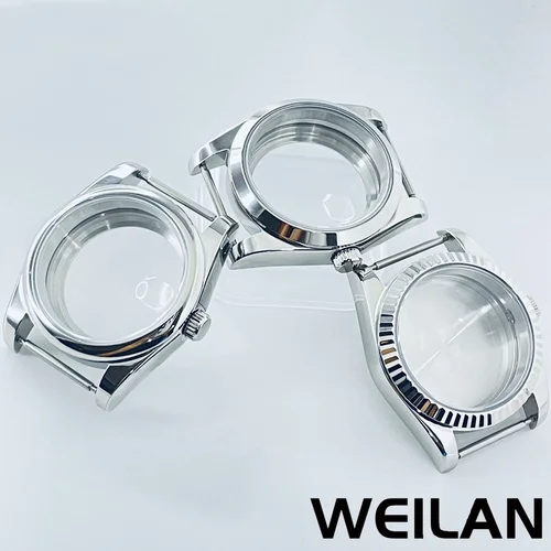 Imagen 2 del producto Caja de reloj plateada de 36mm y 40mm, resistente al agua, cristal de zafiro compatible con movimiento NH34 NH35 NH36 NH38 NH70 NH72 ETA2824 PT5000