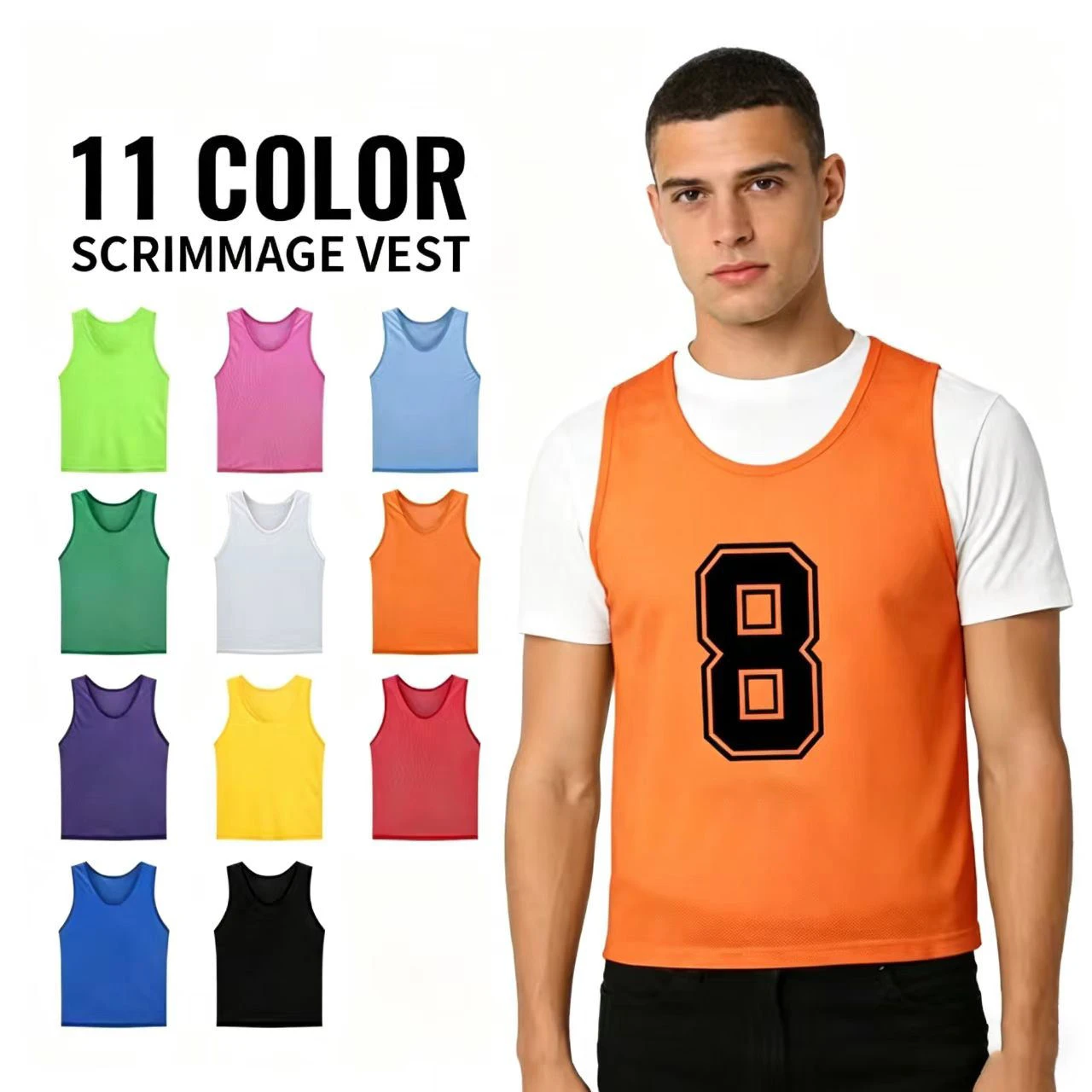 6Pcs Quick Drying Soccer Training Vests Team Scrimmage Sports Bibs Breathable Large Mesh Football Pinnies for Practice Jerseys
