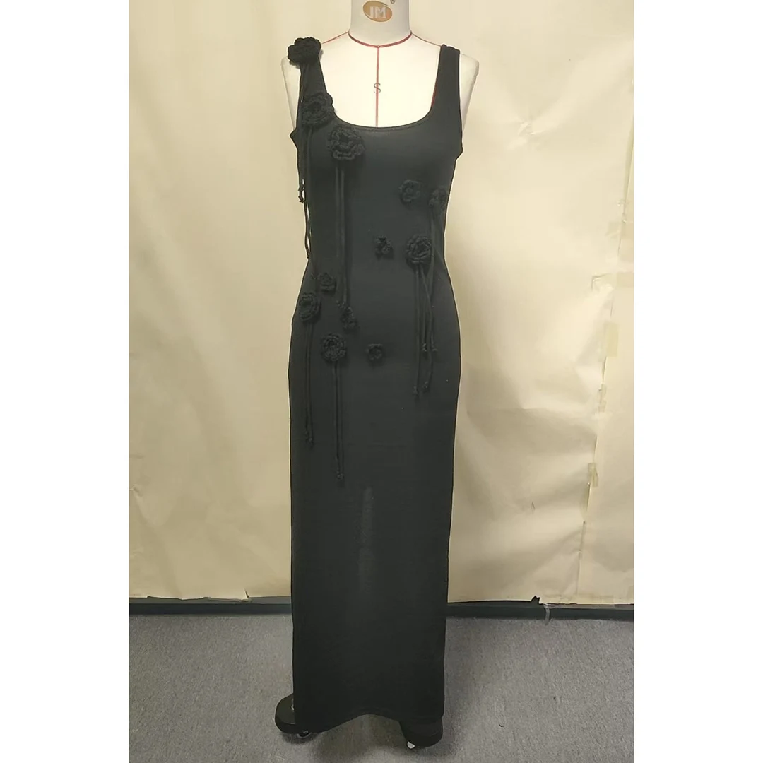 Strandkleidung, Überwürfe, gestricktes Strandkleid, Damenmode für den Urlaub, 3D-Blumenmuster, figurbetont, Urlaubsoutfits, Sommer-Maxikleider, Partykleider V6181 – Detail 21