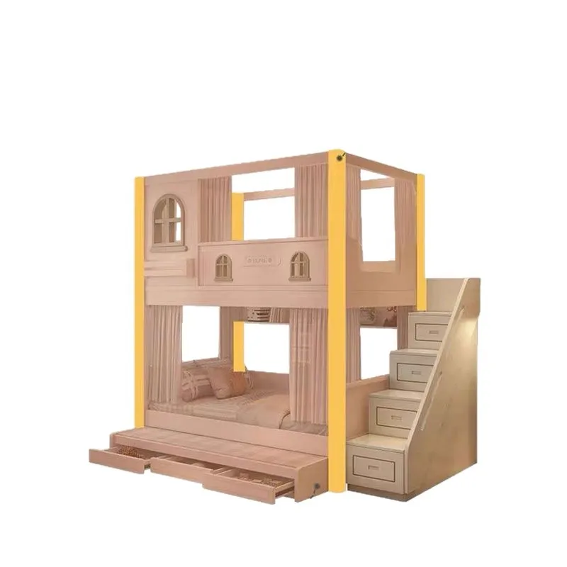 Simple mother-and-child bed, multifunctional combination bed, light luxury bunk bed, bunk bed with one frame