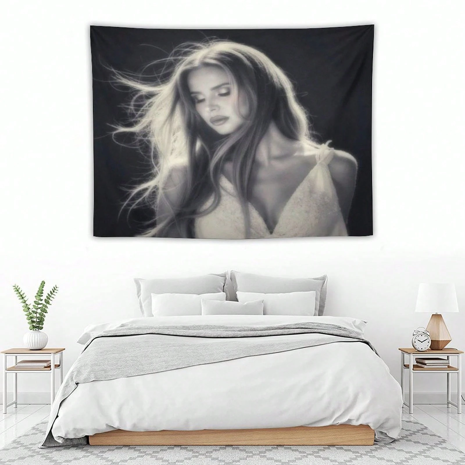 1pc Lana Del Rey Vintage Portrait Tapestry, Singer Fan Wall Hanging, Cool Room Stuff, Large Size, Polyester 2D Print, Bedroom St