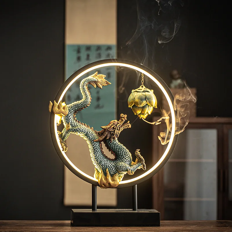 

Waterfall Backflow Dragon Incense Burner Backflow Led Light Usb Incense Burner Aroma Lamp Melting Candle Burner Home Decor