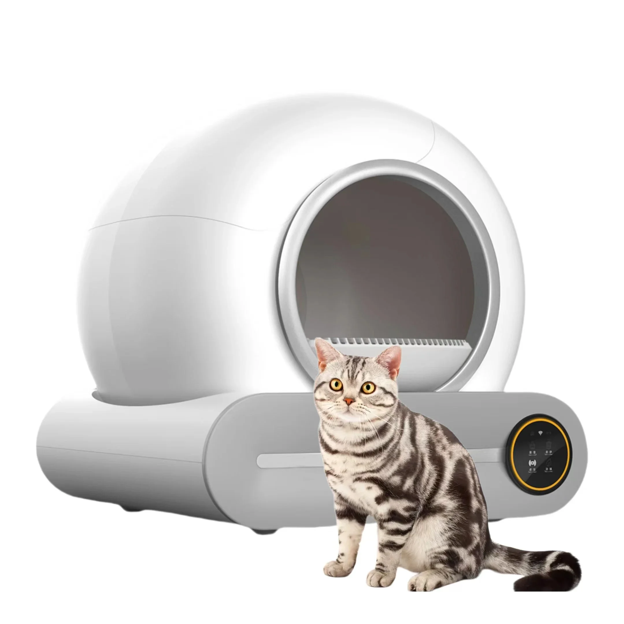 Round multi-functional fully enclosed pet toilet furniture detachable extra large automatic cat litter box