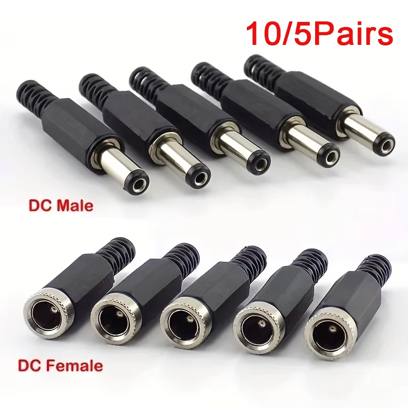 5Pair/10 Pairs DC Power Plug 5.5x2.1mm Socket Welding Connector 5.5 * 2.1 Male/Female Electrical Sockett