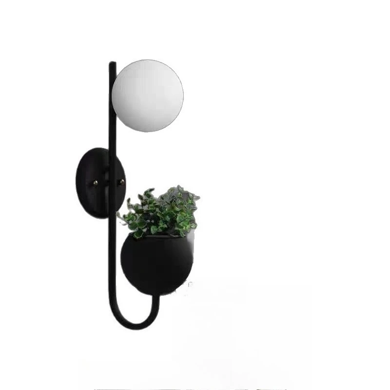 Creative green plant corridor stairs indoor study living room bedroom bedside glass ball wall lamp