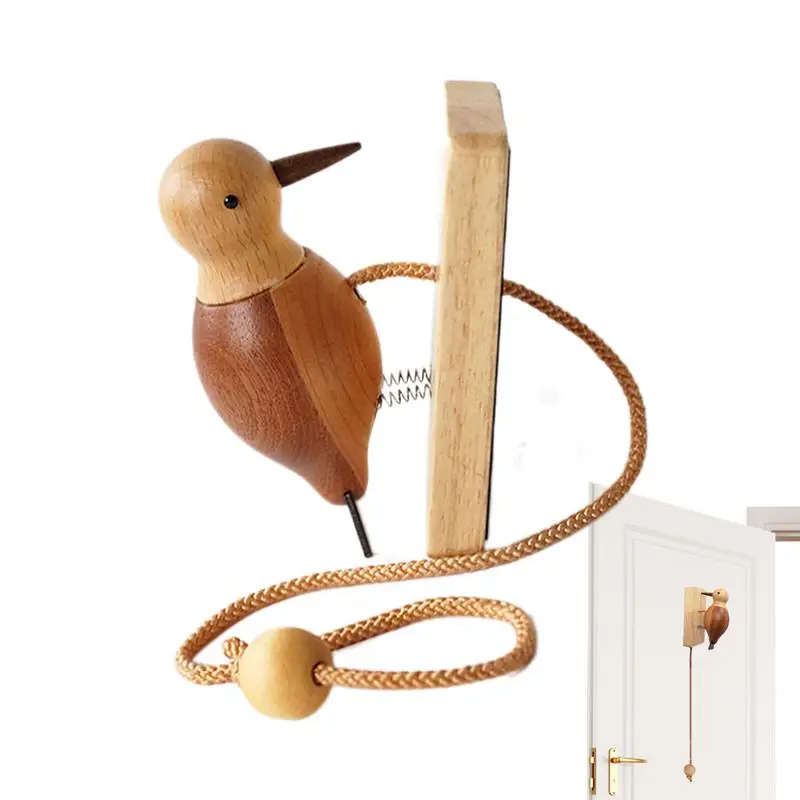 Retro Wooden Handmade Creative Doorbell Woodpecker Door Bell Homestay Room Decor Decoration Accessories DIY Artistic Gift