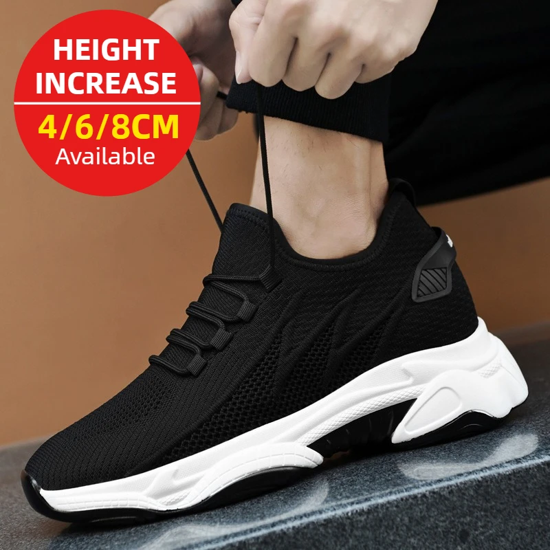 

Mens Invisible Height Increasing Sneakers Breathable Mesh Dad Shoes Casual Sport Elevator Shoes 4cm 6cm 8cm Spring Summer