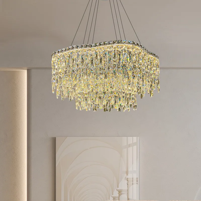 Light luxury crystal living room chandelier, modern hall main lamp dining room bedroom lamp lamp home lighting high sense