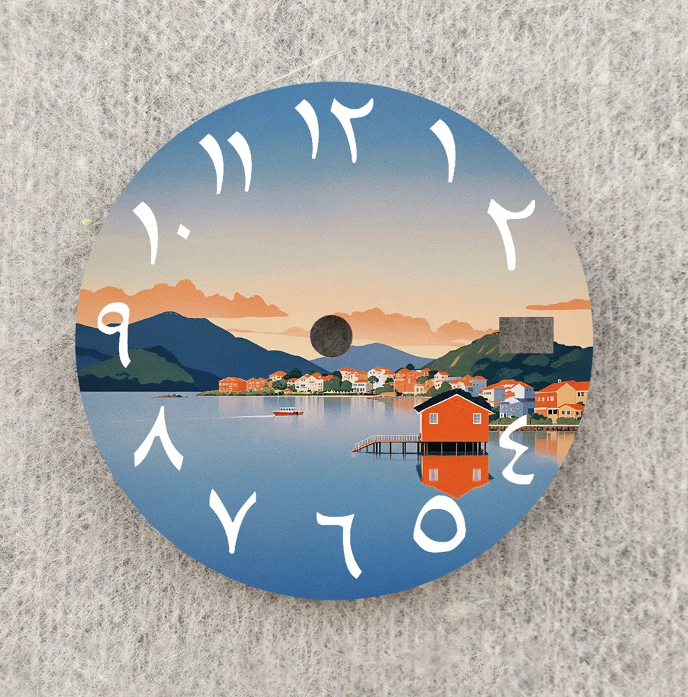 NH35 Dial Seaside Town Creative Dial 28.5mm Arabic Numerals Dial DIY LOGO NH36 Dial Fit NH35/36 Movement Watch Parts Replacement