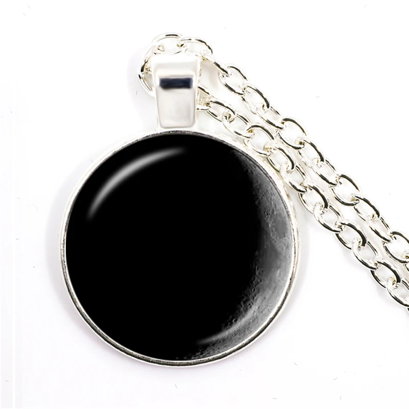 New Arrival Arrival Birthday Moon Necklace Handmade Glass Dome Full Moon Lunar Eclipse Necklace Pendant Jewelry Gift