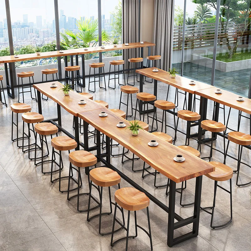 Bar Balcony Leisure Bar Coffee Shop Dessert Milk Tea Shop Commercial High Legged Table And Chair Combination