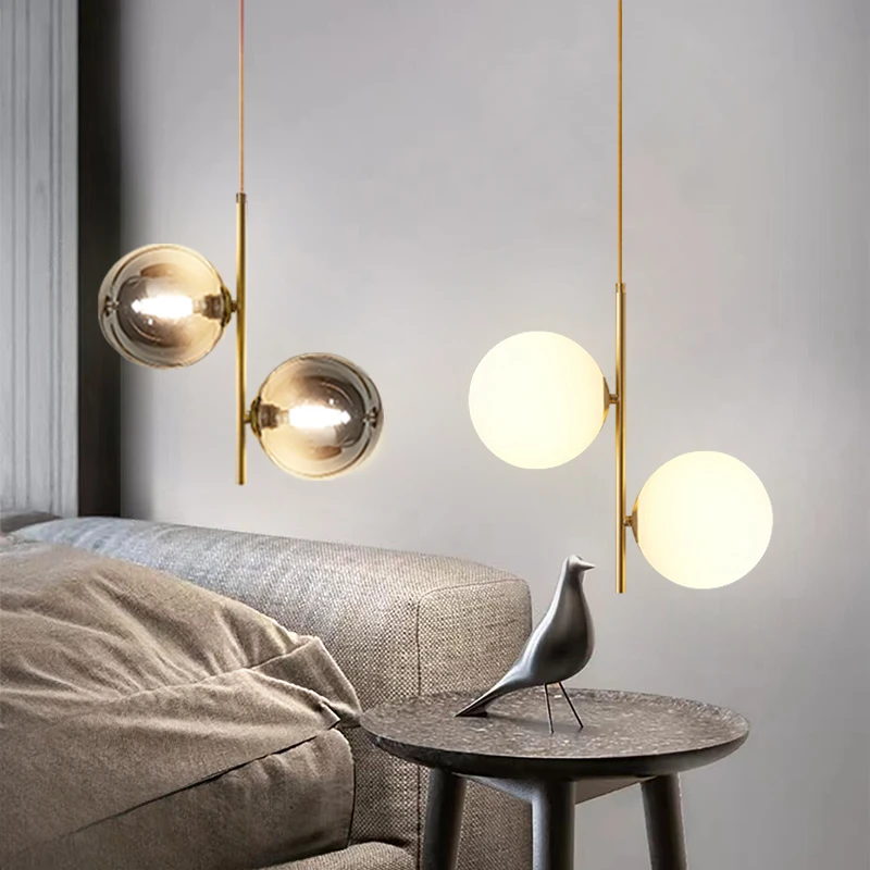 

Nordic Glass Ball Pendant Lights Voltage 110V 220V Home Decor Dining Room Bedroom Bedside Table Corner Hanging Lamps For Ceiling