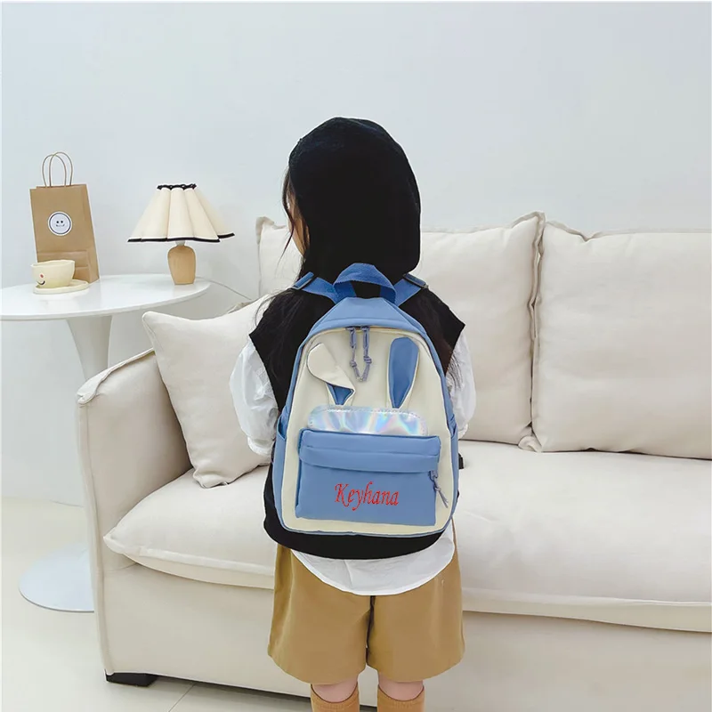 Personalized Children\'s Backpack Girl Fashion Little Rabbit Backpack Large Capacity Travel Bag Baby Cute Book Bag