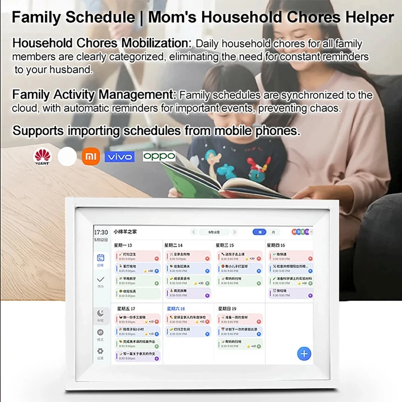 10.1 Inch Digital Calendar Planner IPS HD Smart Touchscreen for Family WiFi Interactive Display Wall Planner Electronic Calendar