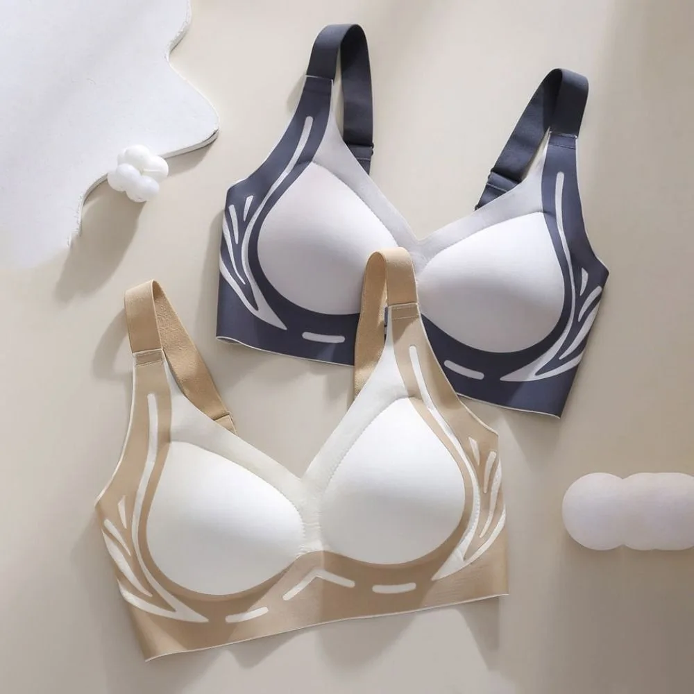 

Fashion Over Size Wireless Deep V Bra Seamless Shockproof Brassiere for Women Gathered Breasts Lingerie Push Up Underwear Girls